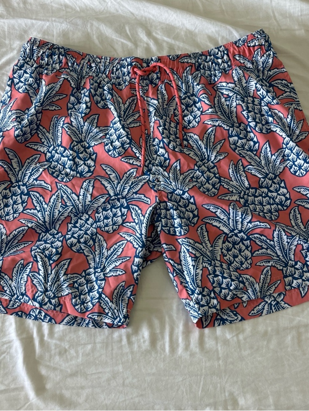 George Coral and Navy Pineapple Print Swim Shorts